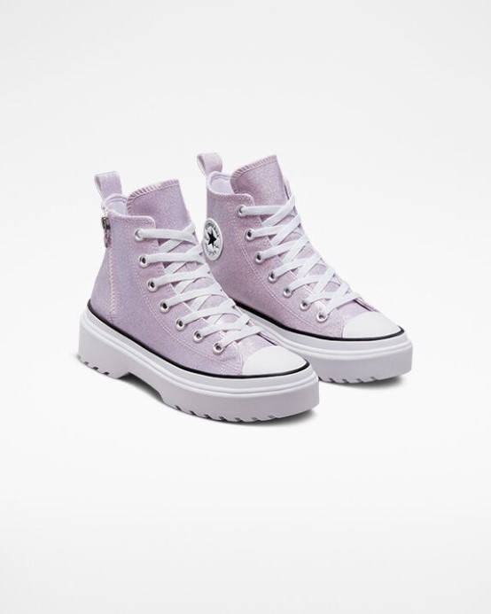 Converse Vapor Fialová/biela/čierna Skľučovadlo Taylor All Star Lugged Lift Platform Trblietky