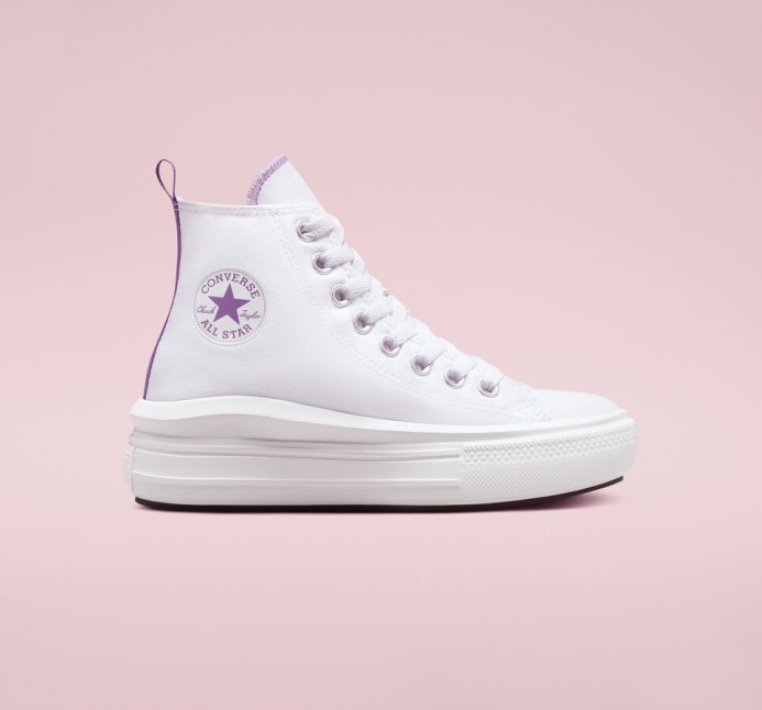 Biela/pixel Fialová Converse Skľučovadlo Taylor All Star Move Platform