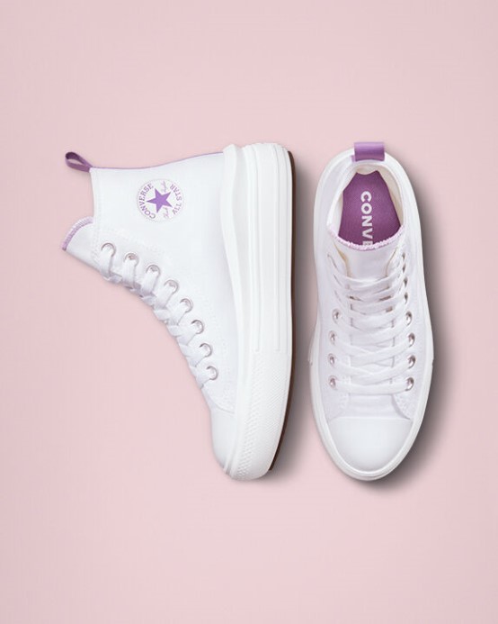 Biela/pixel Fialová Converse Skľučovadlo Taylor All Star Move Platform