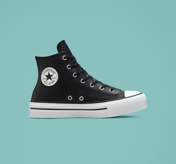 Converse Skľučovadlo Taylor All Star Lift Platforma Koža čierna/prírodná Slonovina/biela