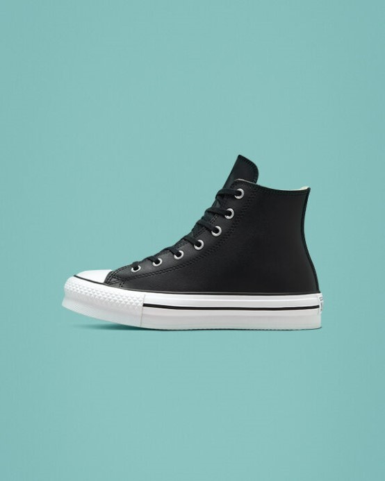 Converse Skľučovadlo Taylor All Star Lift Platforma Koža čierna/prírodná Slonovina/biela