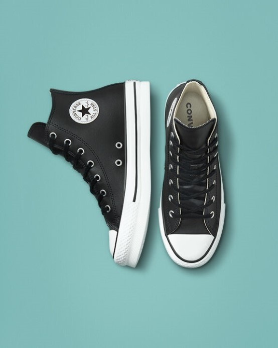 Converse Skľučovadlo Taylor All Star Lift Platforma Koža čierna/prírodná Slonovina/biela