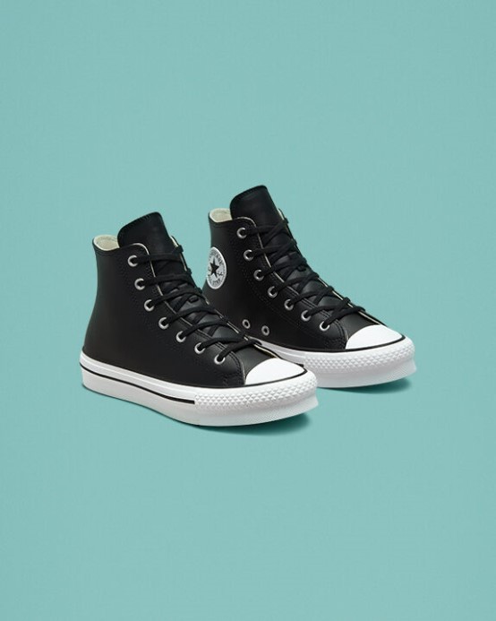 Converse Skľučovadlo Taylor All Star Lift Platforma Koža čierna/prírodná Slonovina/biela