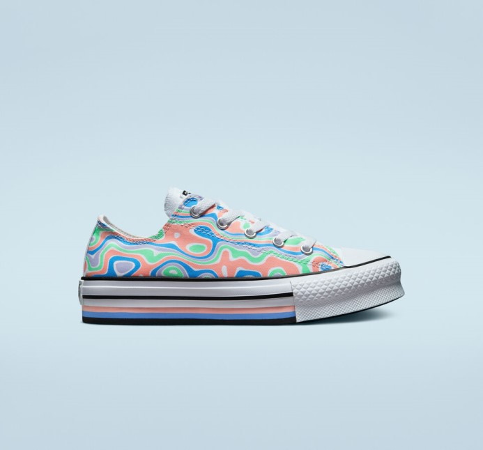 Chuck Taylor All Star Lift Platform Color Vír Bielený Koral/kráľovský Pulz Konverzovať