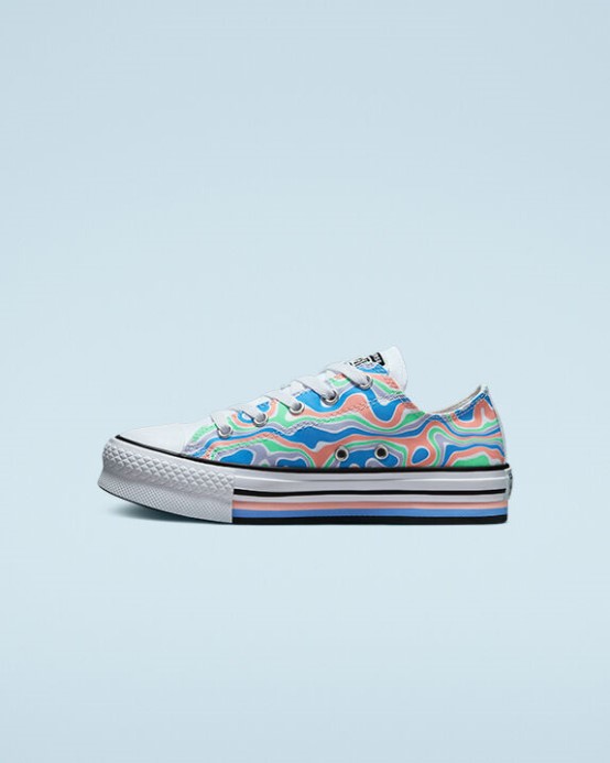 Chuck Taylor All Star Lift Platform Color Vír Bielený Koral/kráľovský Pulz Konverzovať