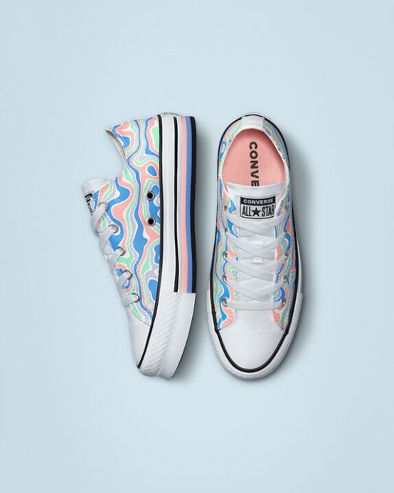 Chuck Taylor All Star Lift Platform Color Vír Bielený Koral/kráľovský Pulz Konverzovať
