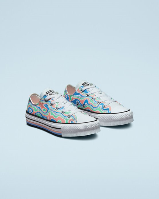 Chuck Taylor All Star Lift Platform Color Vír Bielený Koral/kráľovský Pulz Konverzovať