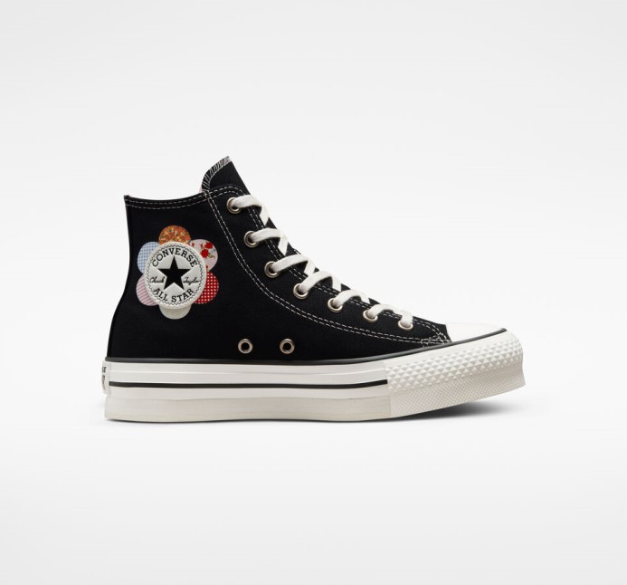Black/sunrise Pink Chuck Taylor All Star Eva Lift Platform Crafted Patchwork Converse