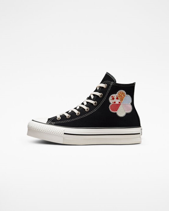 Black/sunrise Pink Chuck Taylor All Star Eva Lift Platform Crafted Patchwork Converse