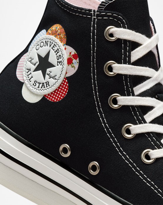 Black/sunrise Pink Chuck Taylor All Star Eva Lift Platform Crafted Patchwork Converse