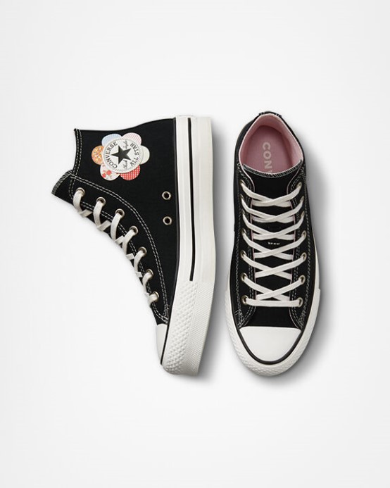 Black/sunrise Pink Chuck Taylor All Star Eva Lift Platform Crafted Patchwork Converse