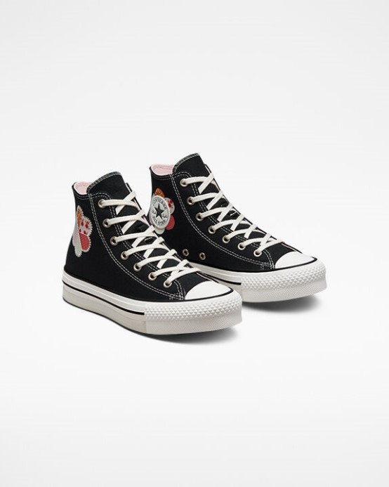 Black/sunrise Pink Chuck Taylor All Star Eva Lift Platform Crafted Patchwork Converse