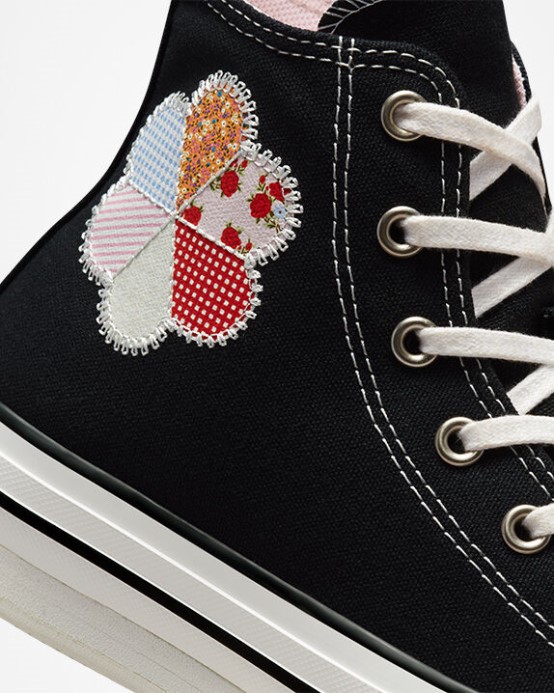 Black/sunrise Pink Chuck Taylor All Star Eva Lift Platform Crafted Patchwork Converse
