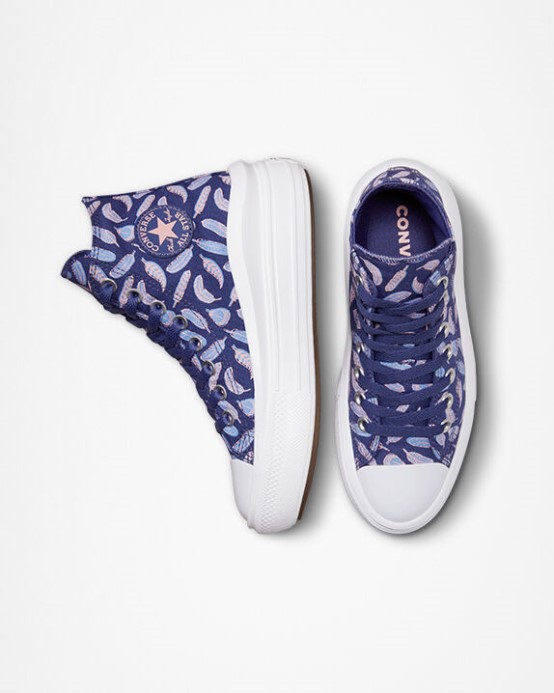 Chuck Taylor All Star Move Platforma Perie Dk Fialový Prach/kráľovský Pulz Konverzovať