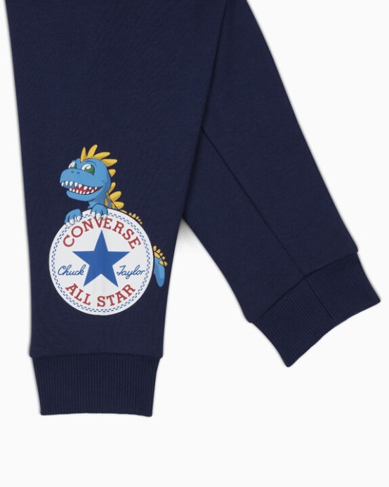Polnočné Námornícke Converse Dino Tričko A Jogger S Dlhým Rukávom
