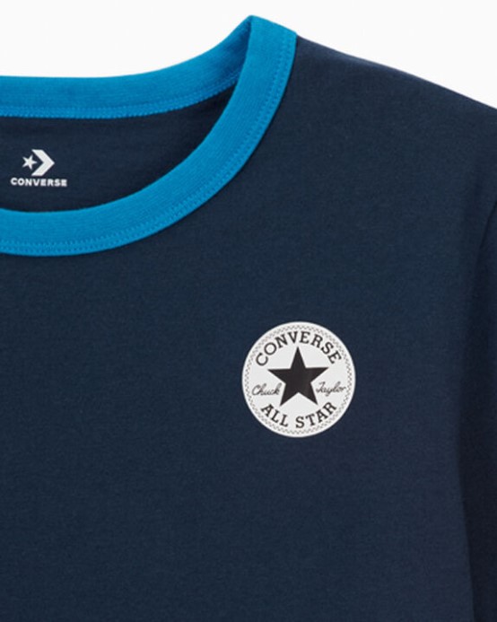 Converse štýlové Tričko S Krátkym Rukávom Navy Core Ringer