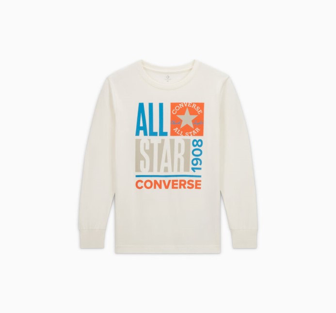 Konverzovať All Star Stack Up Dlhý Rukáv Tee Egret