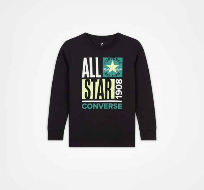 All Star Stack Up Tričko S Dlhým Rukávom čierne Converse