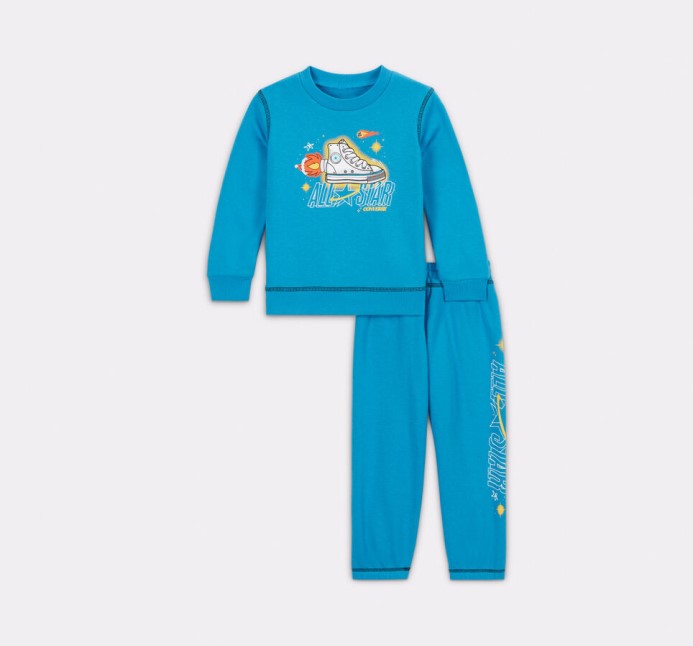 Converse Vesmírne Krížniky Crewneck A Joggers Set Dial Up Blue
