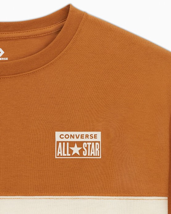 Converse Uvoľnené Colorblock Tričko S Krátkym Rukávom Prírodná Slonovina