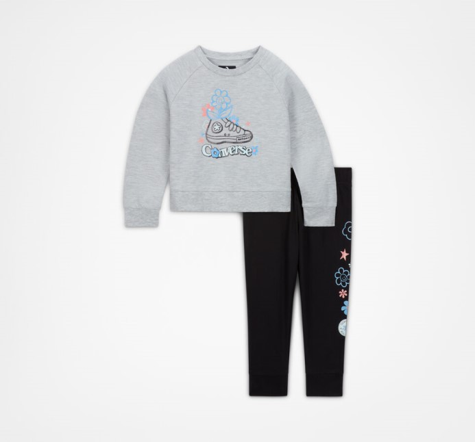 Black Chuck Taylor Kvetinový Crewneck A Joggers Set Converse