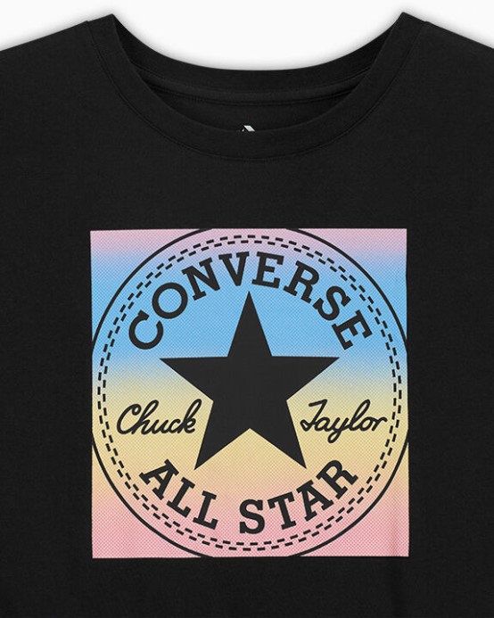 čierny Uvoľnený Strih Skľučovadlo Nášivka Tie Top Converse
