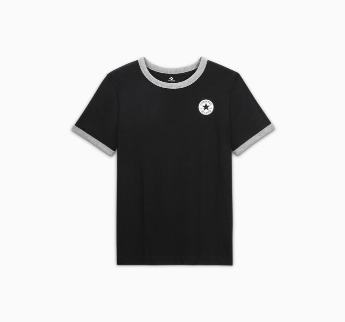 čierne Converse Core Ringer Tričko S Krátkym Rukávom