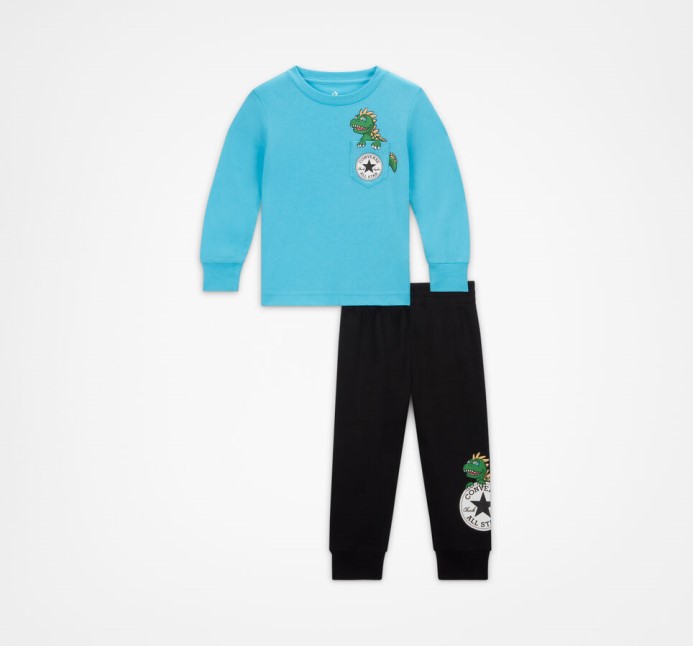 Dino Tričko S Dlhým Rukávom A Jogger Set Converse čierna