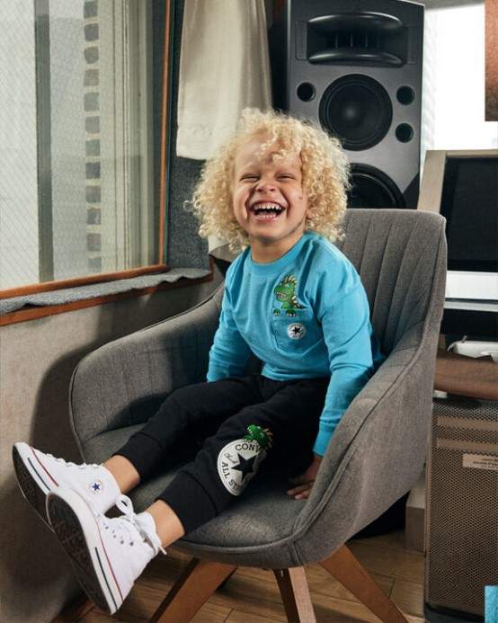 Dino Tričko S Dlhým Rukávom A Jogger Set Converse čierna